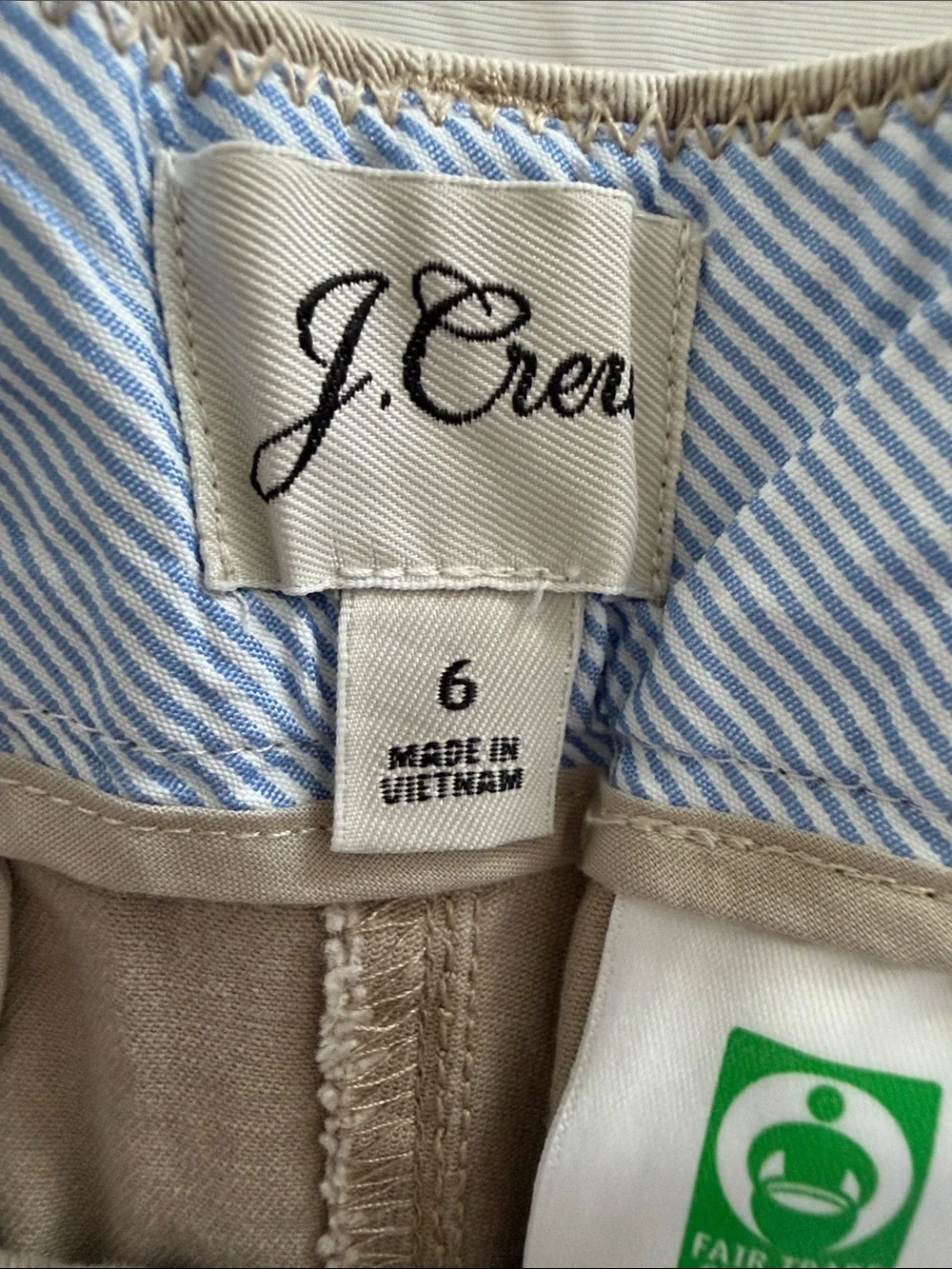 J. Crew Beige Cotton Shorts with Blue Striped Lining